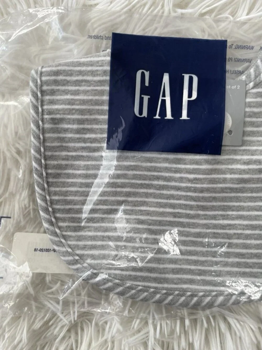 SALE! NWT GAP Baby BIB (Gray Stripe + Solid Gray)